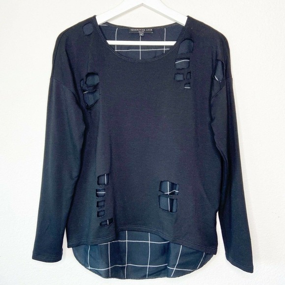 Generation Love Layered Distressed Sweatshirt Top XS - Picture 1 of 7